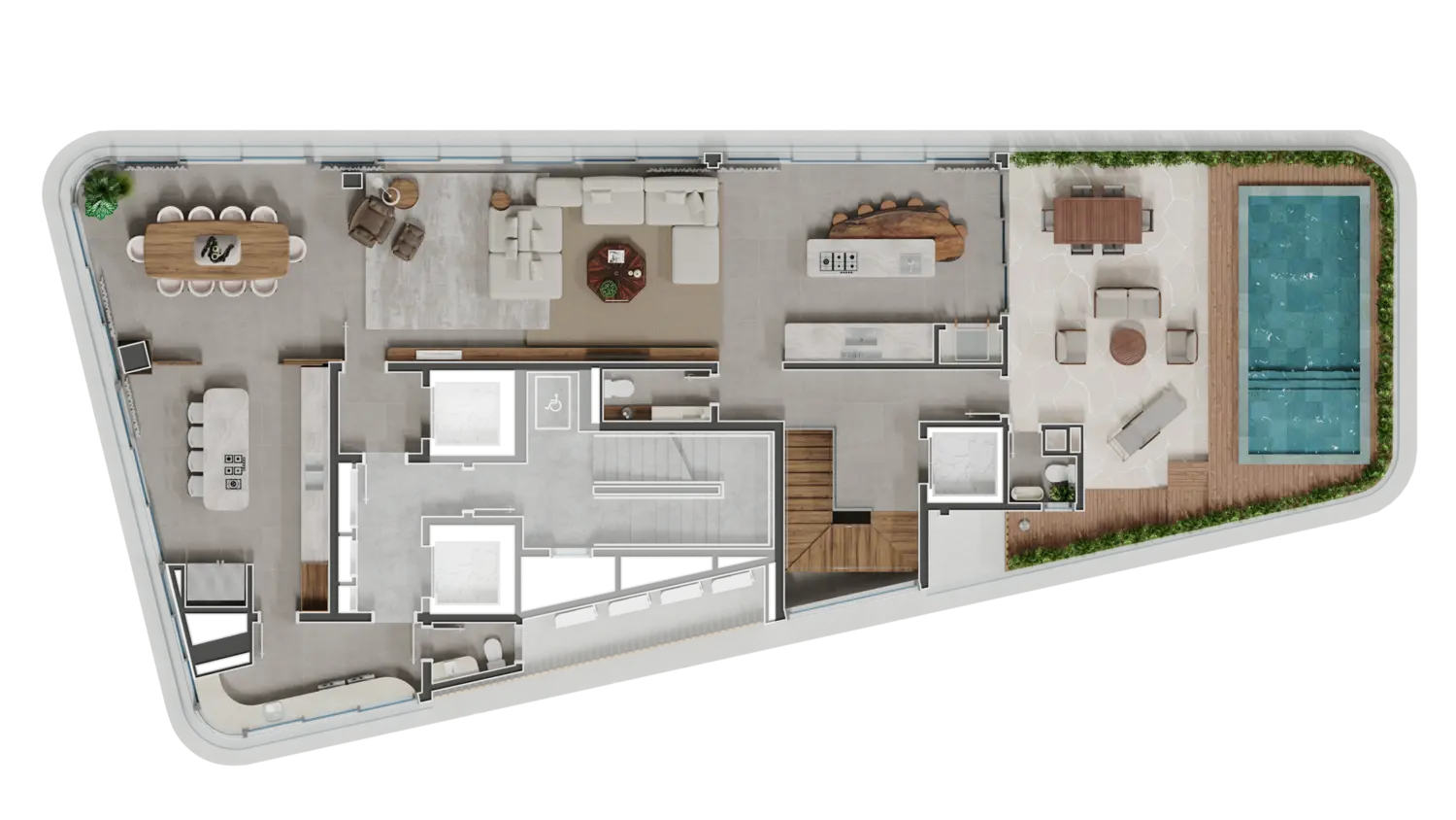 Planta da Penthouse Ocean do Legend — 29º pavimento (nível superior)