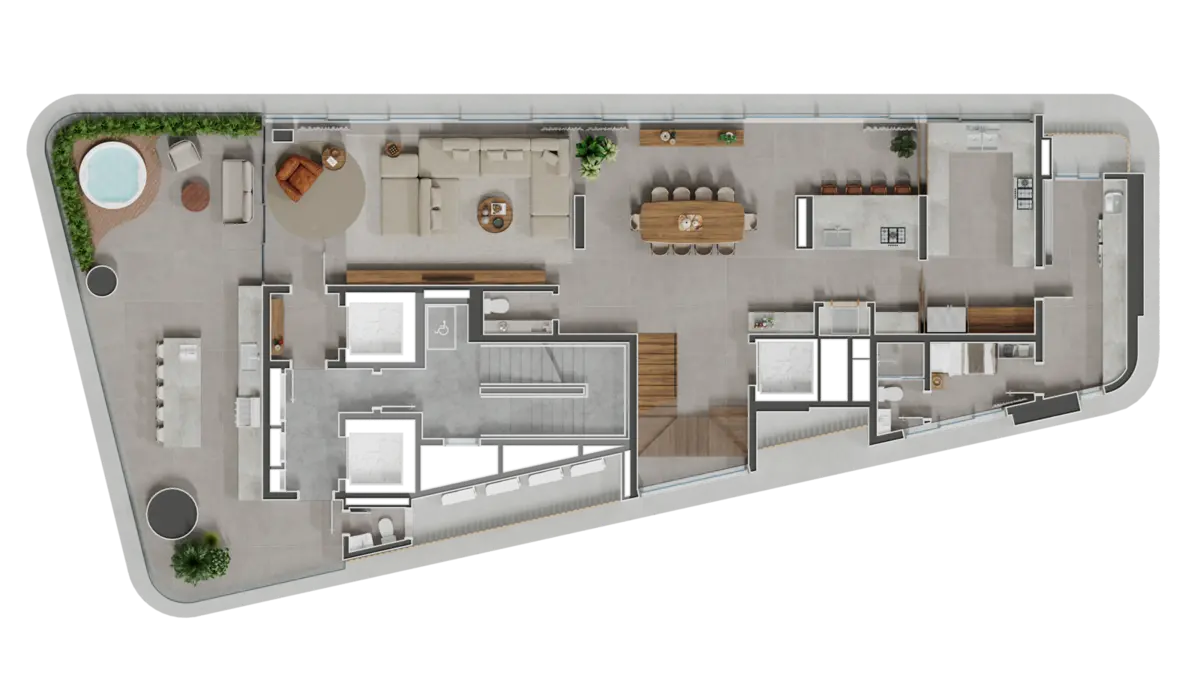 Planta da Penthouse River do Legend — 17º pavimento (nível 1)